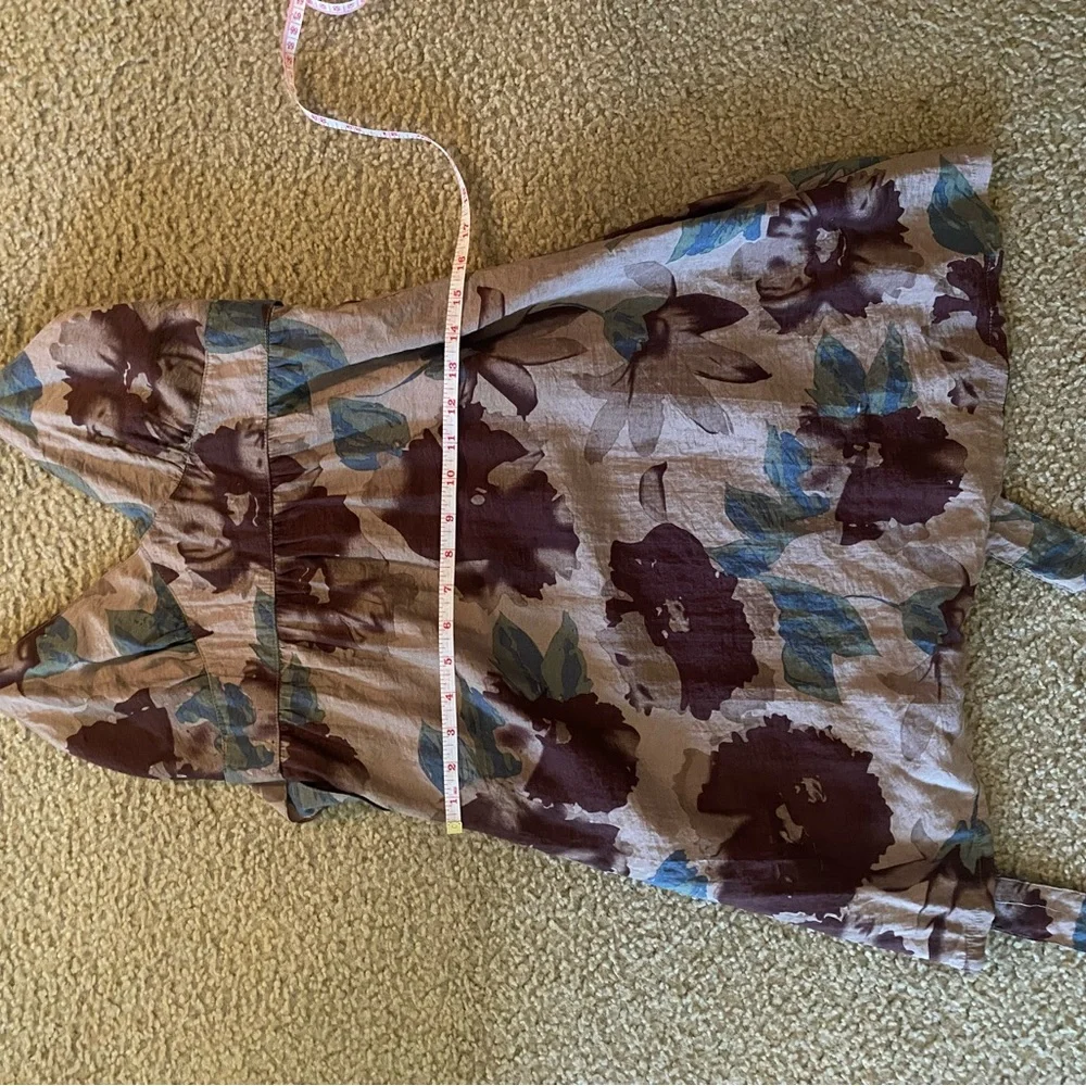 Mine Cream and Blue Sundress Sleeveless V-Neck - Picture 3 of 6